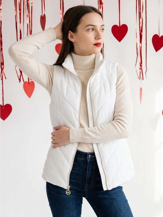 Michael Kors Jackets & Blazers - Michael Kors White Puffer Vest with Gold Accents
